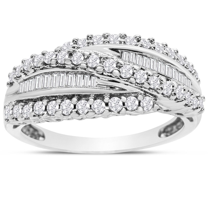 Previously Owned 1 Carat Diamond Wedding Band Ring in 14K White Gold (3.8 g), Size 7.5 ( by SuperJeweler