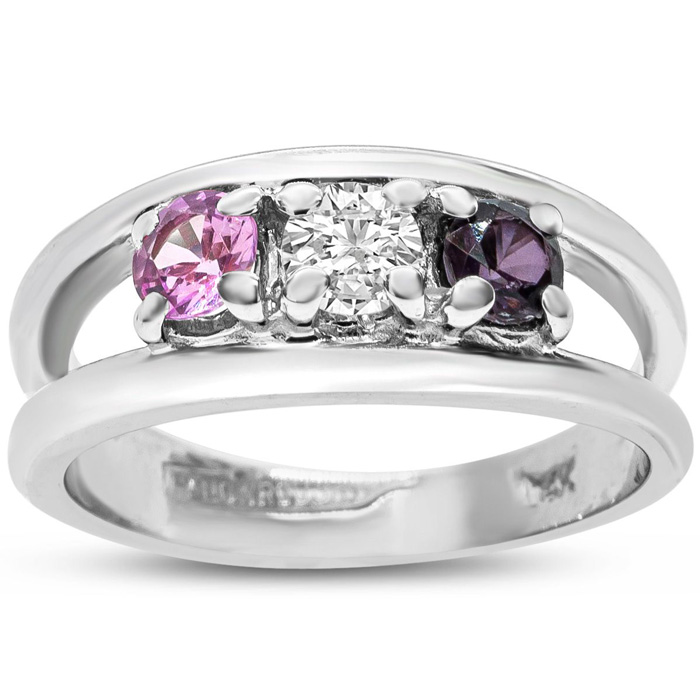 Previously Owned 1/3 Carat Multi Gemstone Ring in 14K White Gold (3.25 g), Size 5.5 by SuperJeweler