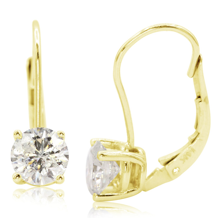 1.5 Carat Moissanite Leverback Earrings in 14K Yellow Gold (1.5 g), E/F Color by SuperJeweler