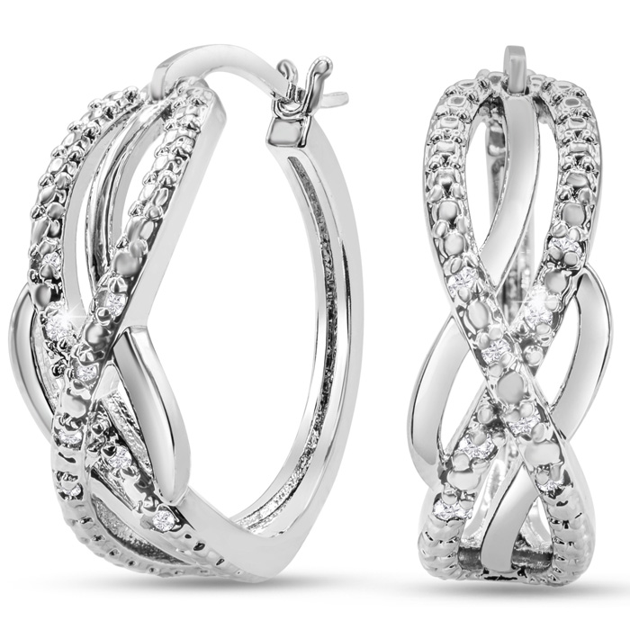 16 Diamond Infinity Diamond Hoop Earrings, 3/4 Inch (, ) by SuperJeweler