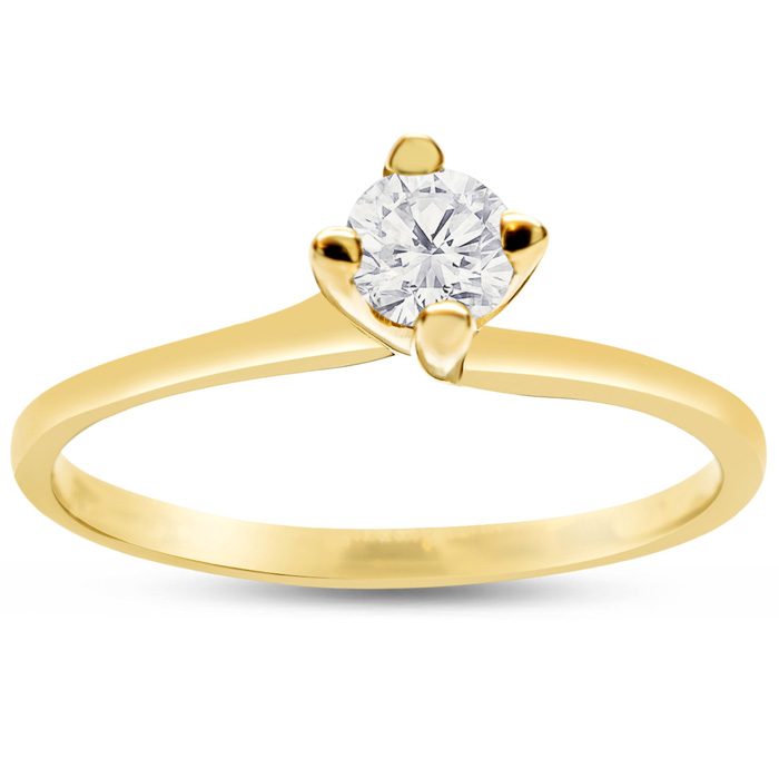 Previously Owned 0.15 Carat Diamond Solitaire Engagement Ring in 14K Yellow Gold (1.5 g), Size 6.5 (H,  by SuperJeweler