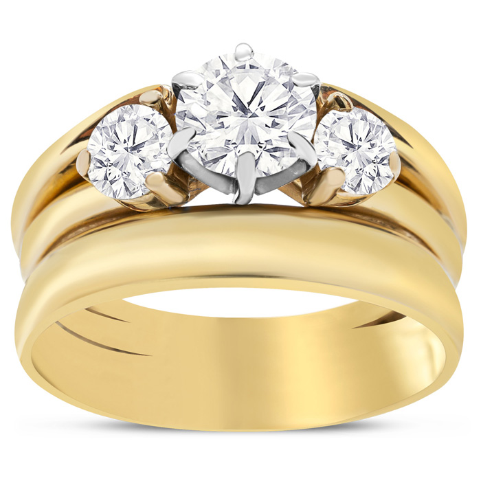 Previously Owned 1 Carat Diamond Bridal Ring Set in Yellow Gold (6.1 g), Size 8 (H,  by SuperJeweler