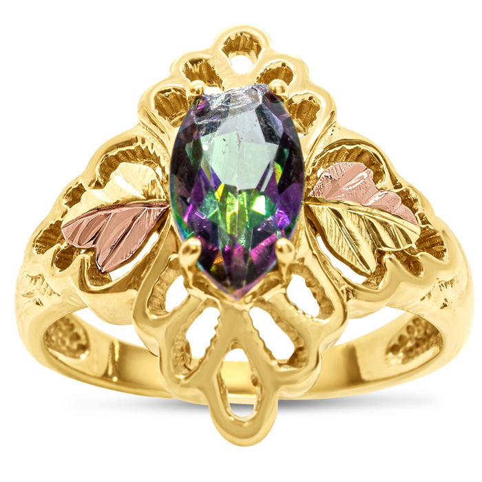 Previously Owned 1 Carat Mystic Topaz Ring in Yellow Gold (3.8 g), Size 6 by SuperJeweler