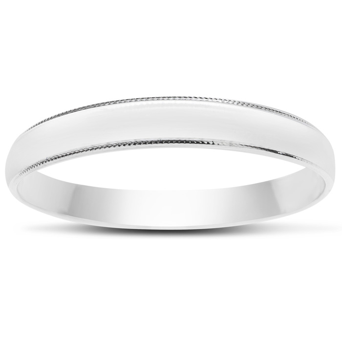 Previously Owned 3mm Milgrain Men's Wedding Band in 14K White Gold (3 g), Size 10 by SuperJeweler