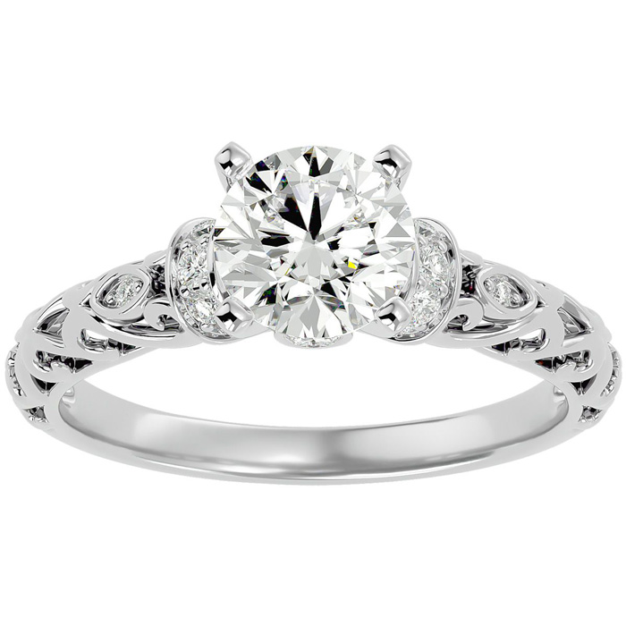 1 3/4 Carat Vintage Diamond Engagement Ring in 14K White Gold (3.