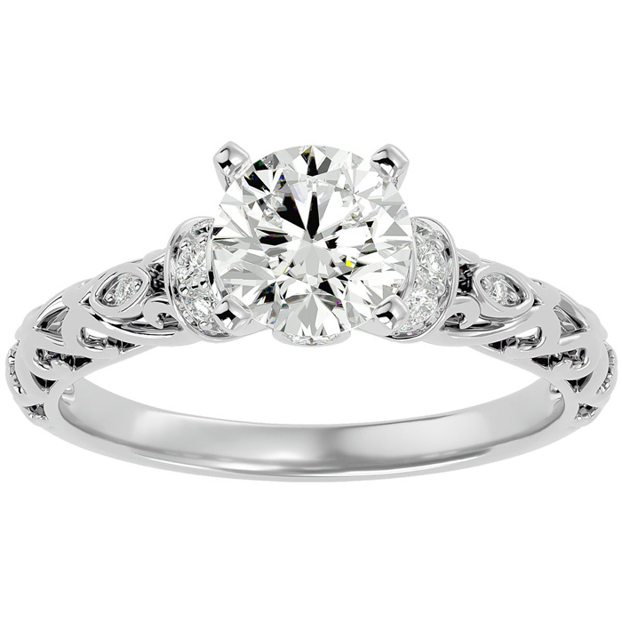 2 1/4 Carat Vintage Diamond Engagement Ring in 14K White Gold (3.