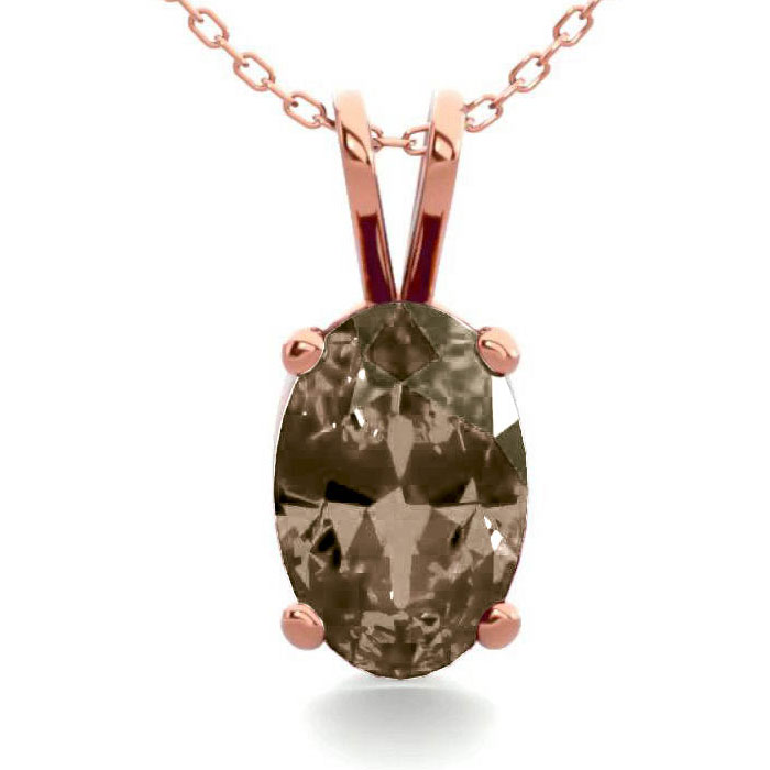 1/2 Carat Oval Shape Smoky Quartz Necklace in 14K Rose Gold Over Sterling Silver, 18 Inches by SuperJeweler