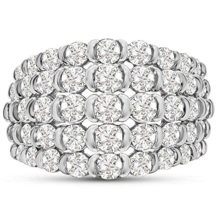 2 Carat Five Row 45 Diamond Ring in White Gold (G-H Color, I1), Size 7 by SuperJeweler