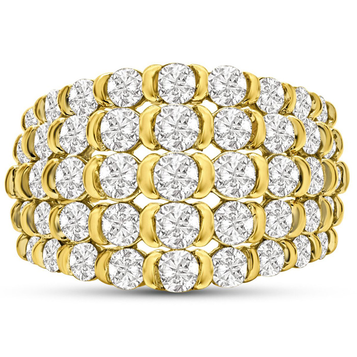 2 Carat Five Row 45 Diamond Ring in Yellow Gold (G-H Color, I1), Size 7 by SuperJeweler