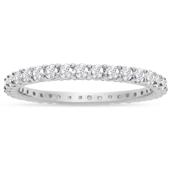 14K White Gold (1.5 g) 1 Carat Diamond Eternity Ring (G-H Color, SI3), Size 6 by SuperJeweler