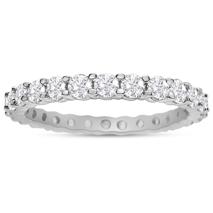 14K White Gold (1.8 g) 1 1/3 Carat Diamond Eternity Ring (G-H Color, SI3), Size 4.5 by SuperJeweler