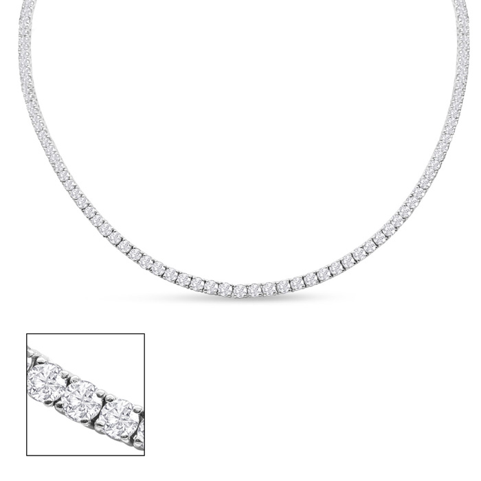 11 Carat Diamond Tennis Necklace in 14K White Gold (16.7 g), 18 Inches (, I2) by SuperJeweler