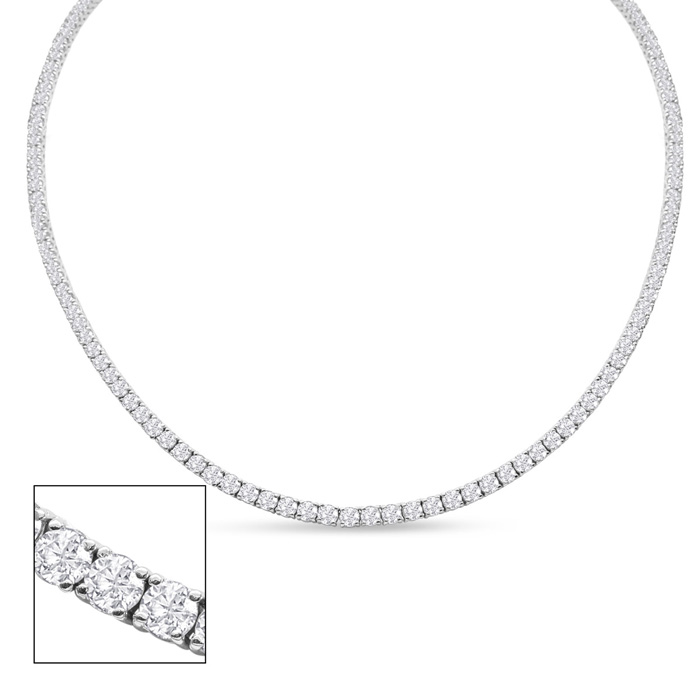 13 Carat Diamond Tennis Necklace in 14K White Gold (20.5 g), 22 Inches (, I2) by SuperJeweler