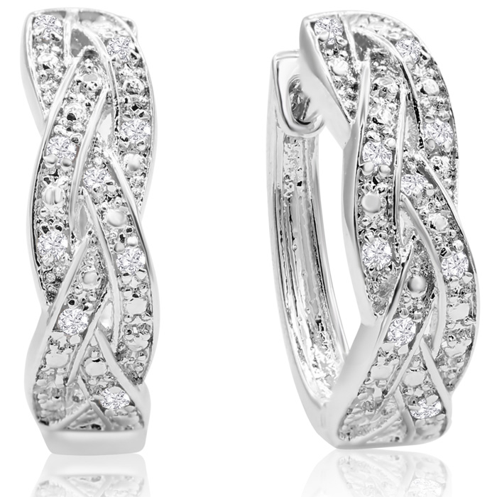 1/4 Carat Oval Shape Diamond Infinity Hoop Earrings in Sterling Silver,  by SuperJeweler