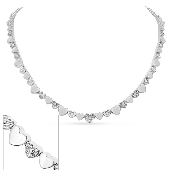 1/2 Carat Diamond Heart Tennis Necklace, 17 Inches (, ) by SuperJeweler