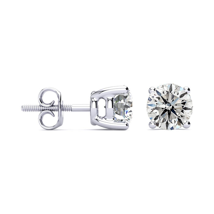 2 Carat Diamond Stud Earrings in 14K White Gold  AGS Certified ( 