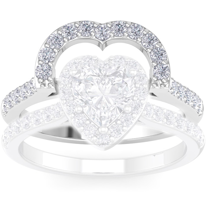 1/3 Carat Heart Shape Diamond Wedding Band in 14K White Gold (2 g), , Size 4 by SuperJeweler