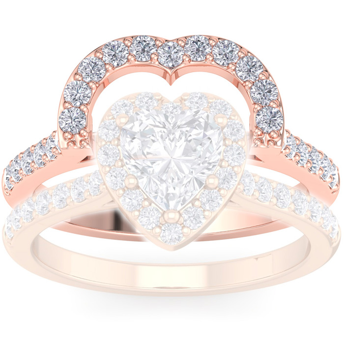 1/3 Carat Heart Shape Diamond Wedding Band in 14K Rose Gold (2 g), , Size 4 by SuperJeweler