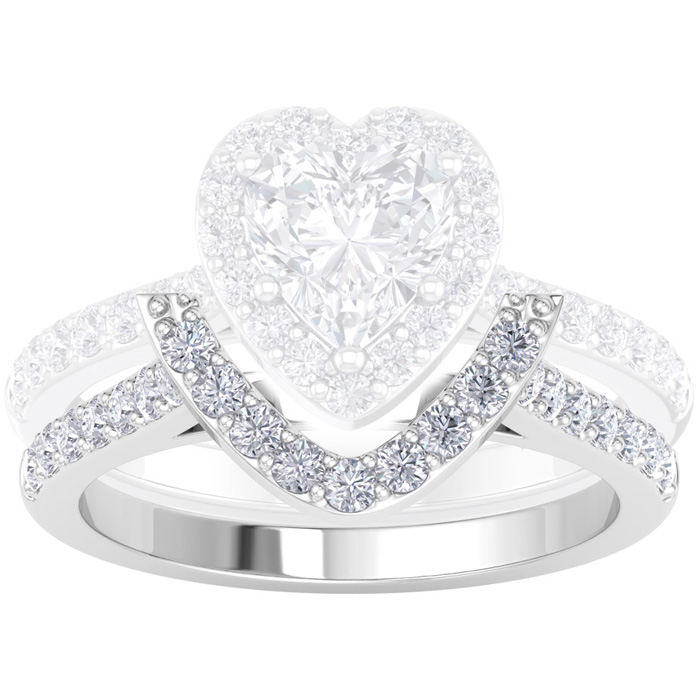 1/3 Carat Heart Shape Diamond Wedding Band in 14K White Gold (2 g), , Size 4 by SuperJeweler