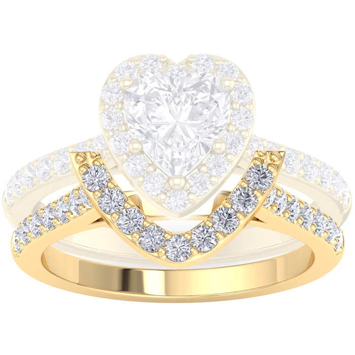 1/3 Carat Heart Shape Diamond Wedding Band in 14K Yellow Gold (2 g), , Size 4 by SuperJeweler