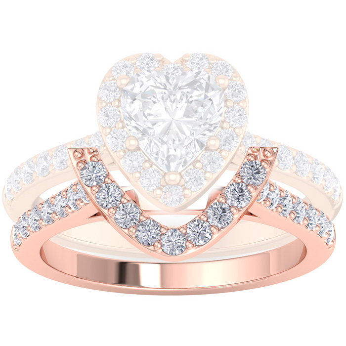 1/3 Carat Heart Shape Diamond Wedding Band in 14K Rose Gold (2 g), , Size 4 by SuperJeweler