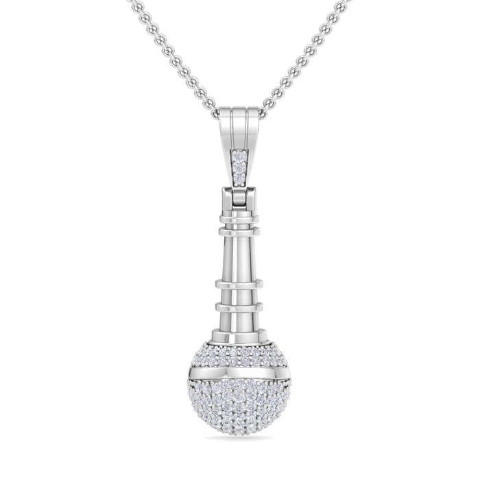 1/2 Carat Diamond Microphone Necklace in 14K White Gold (5.5 g), 18 Inches (, SI2-I1) by SuperJeweler