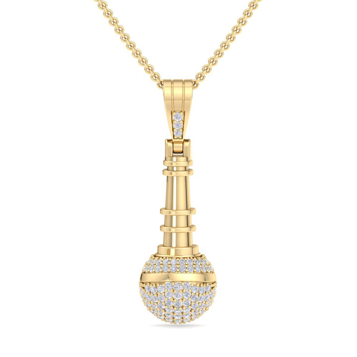 1/2 Carat Diamond Microphone Necklace in 14K Yellow Gold (5.5 g), 18 Inches (, SI2-I1) by SuperJeweler