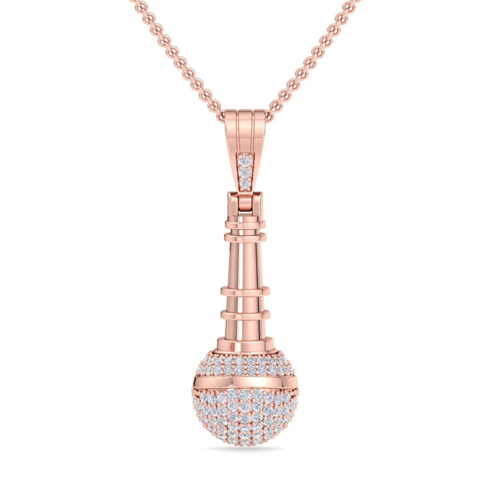 1/2 Carat Diamond Microphone Necklace in 14K Rose Gold (5.5 g), 18 Inches (, SI2-I1) by SuperJeweler
