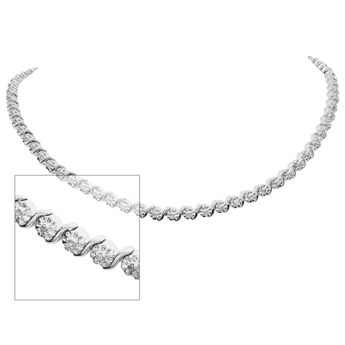 1/2 Ct. T.W. Diamond S Tennis Necklace in Sterling Silver - 17