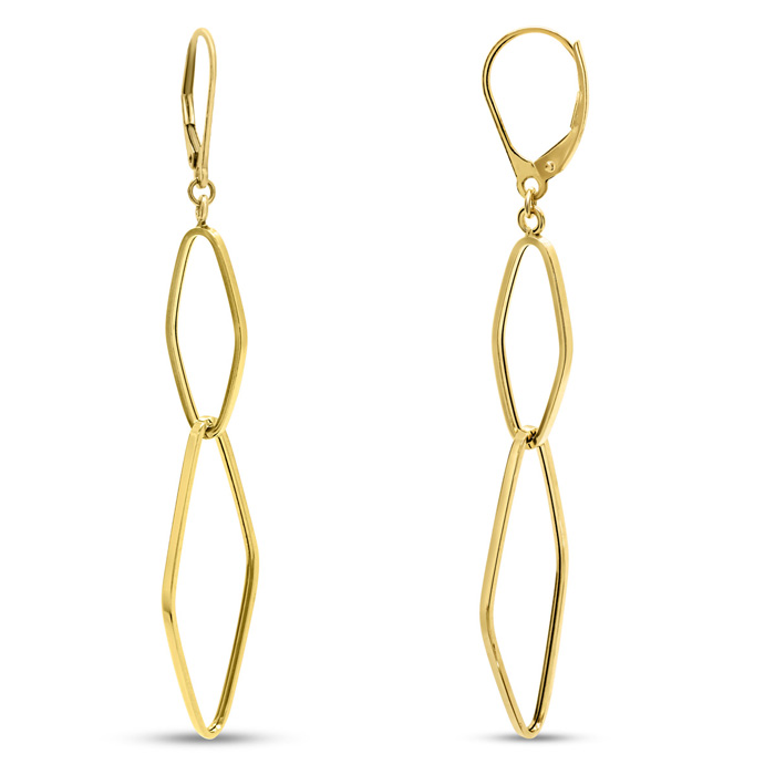 Long Geometric Dangle Earrings in Yellow Gold, 3 Inches by SuperJeweler