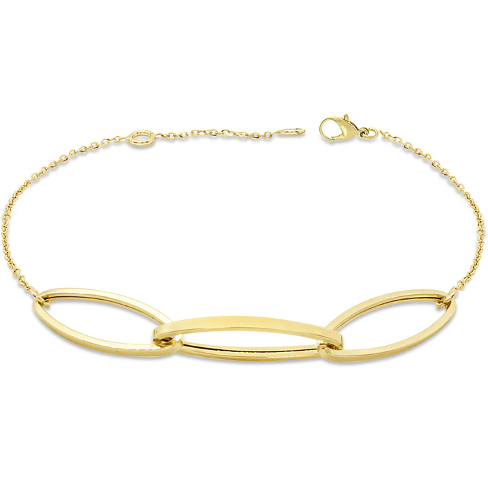 Three Ring Geometric Bracelet in Yellow Gold, 7-8 Inches by SuperJeweler