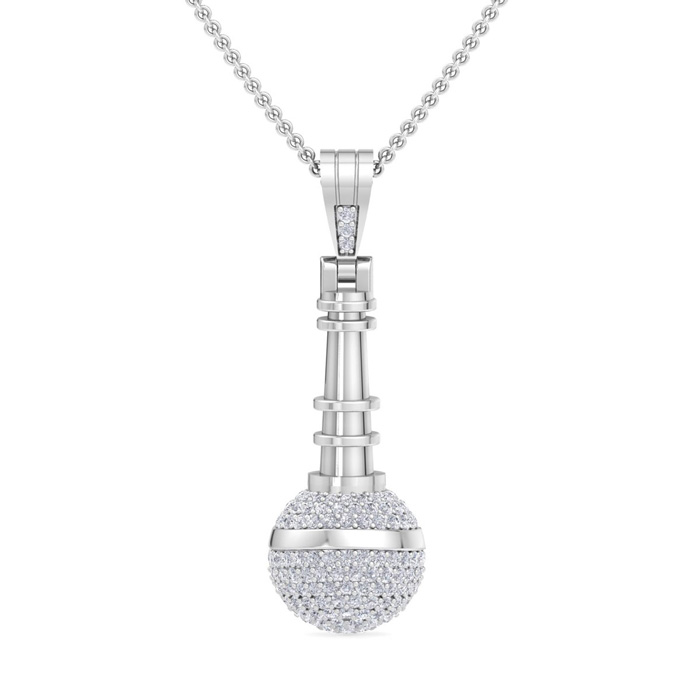 1 Carat Diamond Microphone Necklace in 14K White Gold (6.70 g), 18 Inches (, SI2-I1) by SuperJeweler