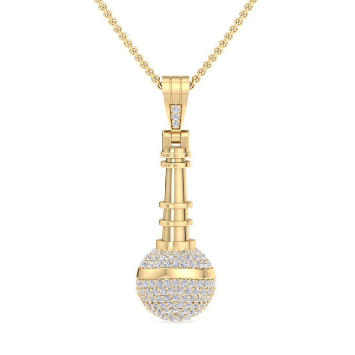 1 Carat Diamond Microphone Necklace in 14K Yellow Gold (6.70 g), 18 Inches (, SI2-I1) by SuperJeweler