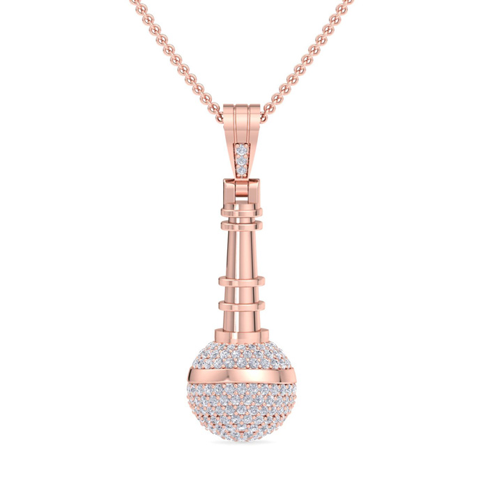 1 Carat Diamond Microphone Necklace in 14K Rose Gold (6.70 g), 18 Inches (, SI2-I1) by SuperJeweler