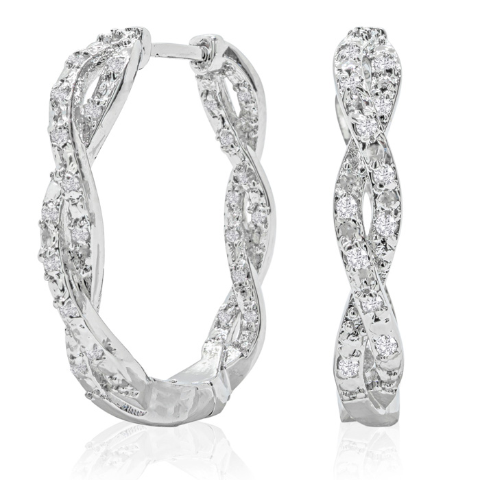 1/2 Carat Diamond Infinity Hoop Earrings, 1 Inch, J/K By SuperJeweler