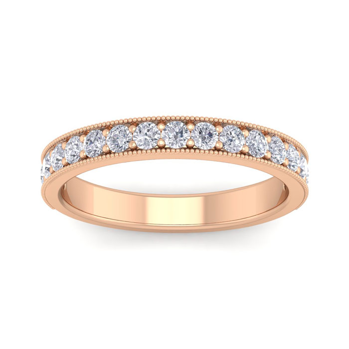 1/2 Carat Moissanite Wedding Band Ring in 14K Rose Gold (3 g), Size 4 by SuperJeweler