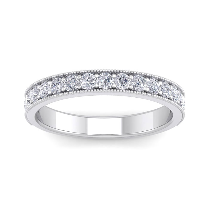 1/2 Carat Moissanite Wedding Band Ring in 14K White Gold (3 g), Size 4 by SuperJeweler