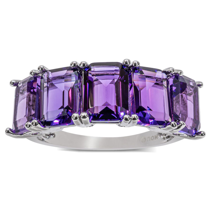 5 Carat Octagon Five Stone Amethyst Ring, Size 5 by SuperJeweler
