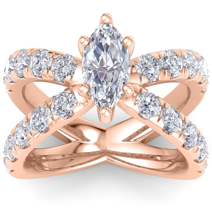 3 1/5 Carat Marquise Diamond Engagement Ring in 14K Rose Gold (9 g) (  SI2-I1) by SuperJeweler