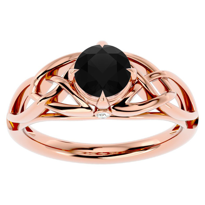 1 Carat Celtic Love Knot Black Moissanite Engagement Ring in 14K Rose Gold (4.30 g), Size 4 by SuperJeweler