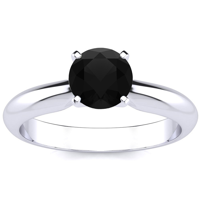 1 Carat Black Moissanite Solitaire Engagement Ring In Solid Platinum By SuperJeweler