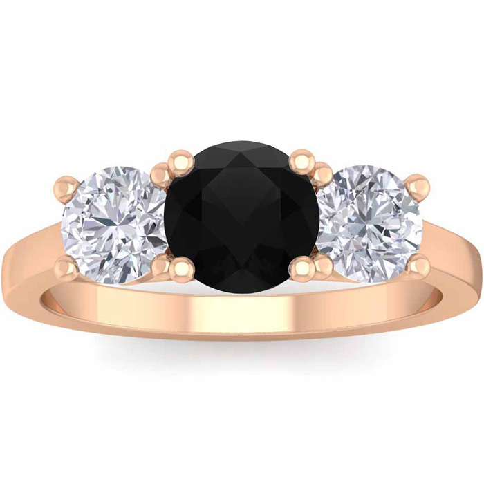 2 Carat Black Moissanite Three Stone Engagement Ring In 14K Rose Gold (4.10 G) By SuperJeweler