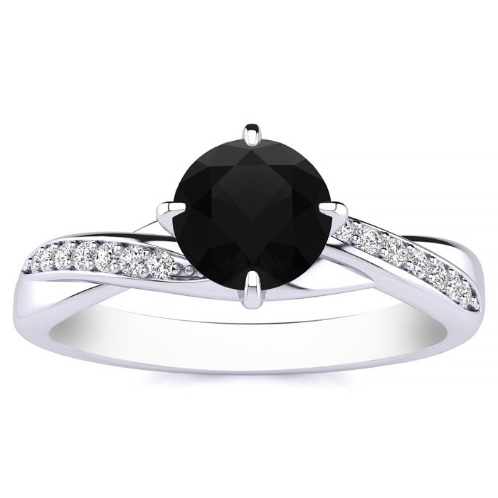 1/2 Carat Black Moissanite Engagement Ring in 14K White Gold (3.70 g), Size 4 by SuperJeweler