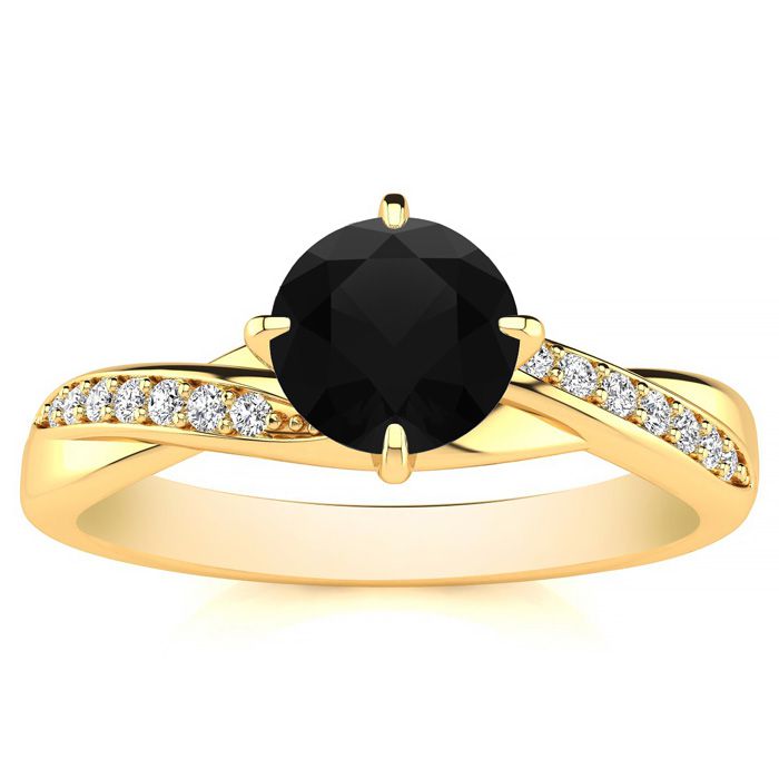 1/2 Carat Black Moissanite Engagement Ring in 14K Yellow Gold (3.70 g), Size 4 by SuperJeweler