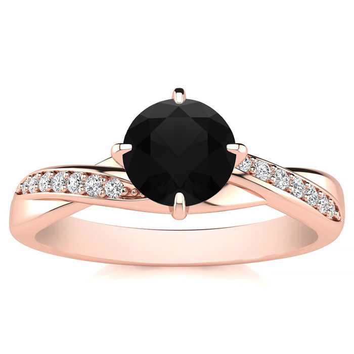 1/2 Carat Black Moissanite Engagement Ring in 14K Rose Gold (3.70 g), Size 4 by SuperJeweler