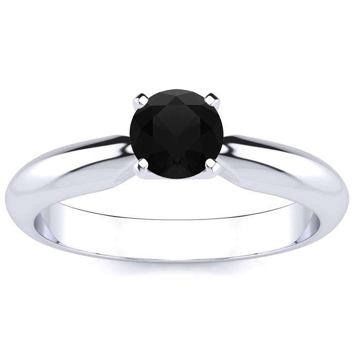 1/2 Carat Black Moissanite Solitaire Engagement Ring in 14K White Gold (2 g), Size 4 by SuperJeweler