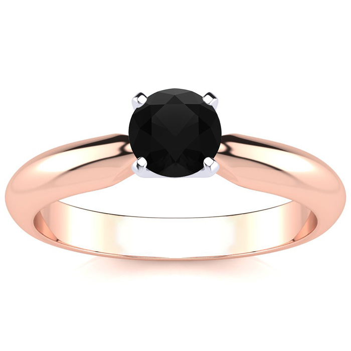 1/2 Carat Black Moissanite Solitaire Engagement Ring in 14K Rose Gold (2 g), Size 4 by SuperJeweler