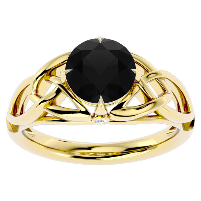 2 Carat Celtic Love Knot Black Moissanite Engagement Ring In 14K Yellow Gold (5 G) By SuperJeweler
