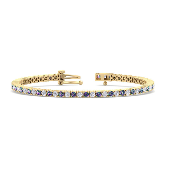 5 Carat Mystic Topaz & Diamond Tennis Bracelet in 14K Yellow Gold (10.7 g)  8 Inches by SuperJeweler