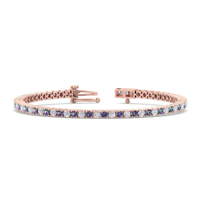 5 Carat Mystic Topaz & Diamond Tennis Bracelet in 14K Rose Gold (10.1 g)  7.5 Inches by SuperJeweler